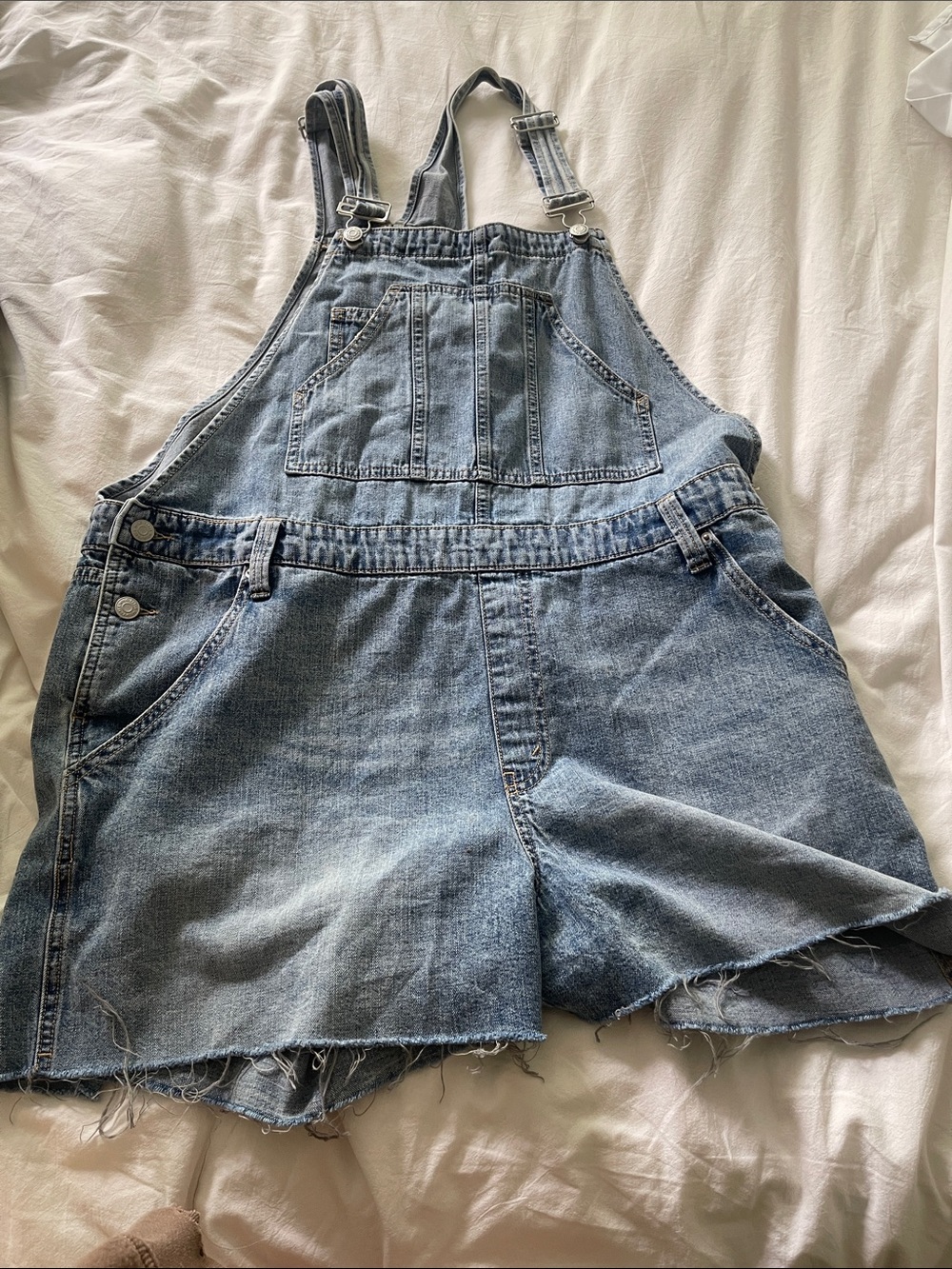 Women's Light Blue Denim Short Overalls